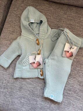 NWT Beba Bean Blue Sweater & Pants Set 0-3 Months